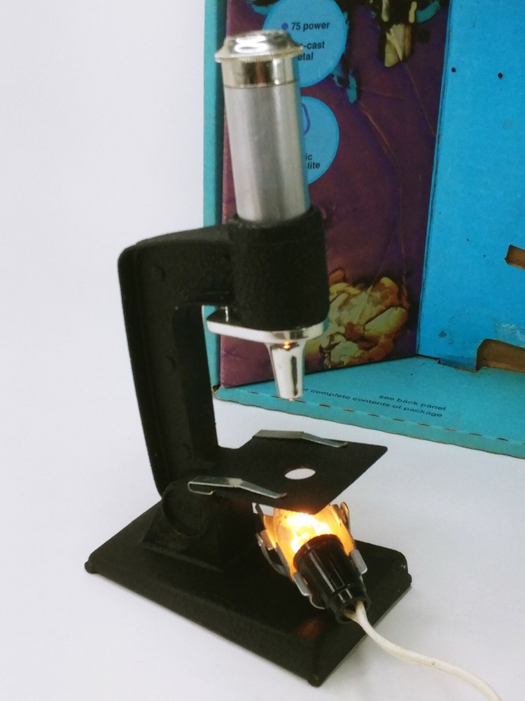 Vintage Gilbert Microcraft 75 Microscope In Original Box.