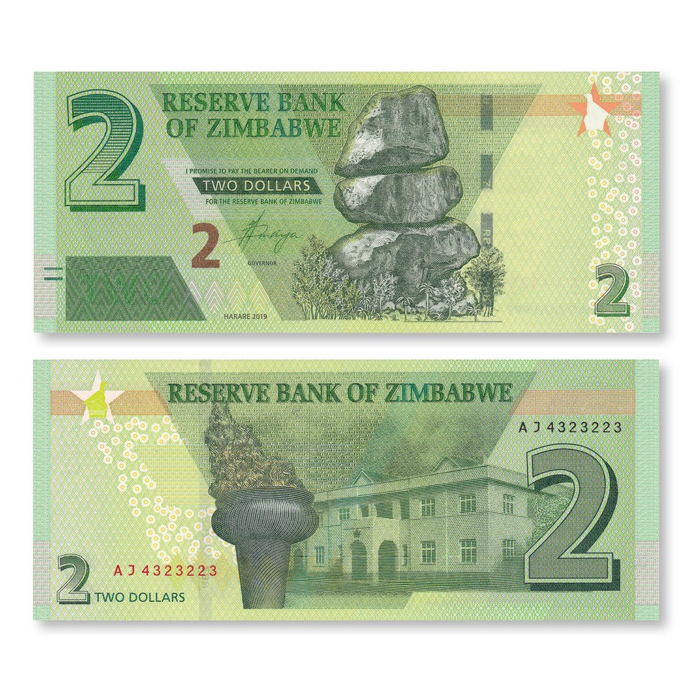 Zimbabwe 2 Dollars, 2019, B192a, UNC
