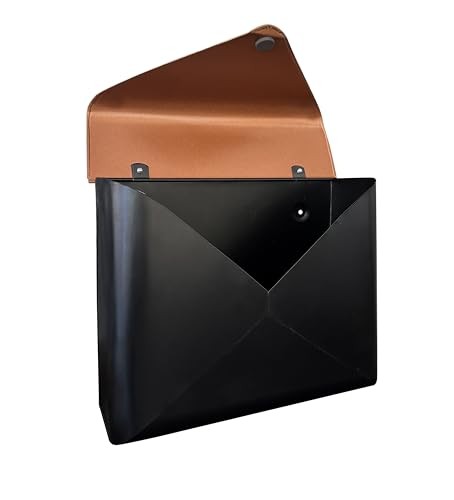 Sleek Envelope Wall Mount Mailbox, Large Mailboxes for Outside Black & Copper