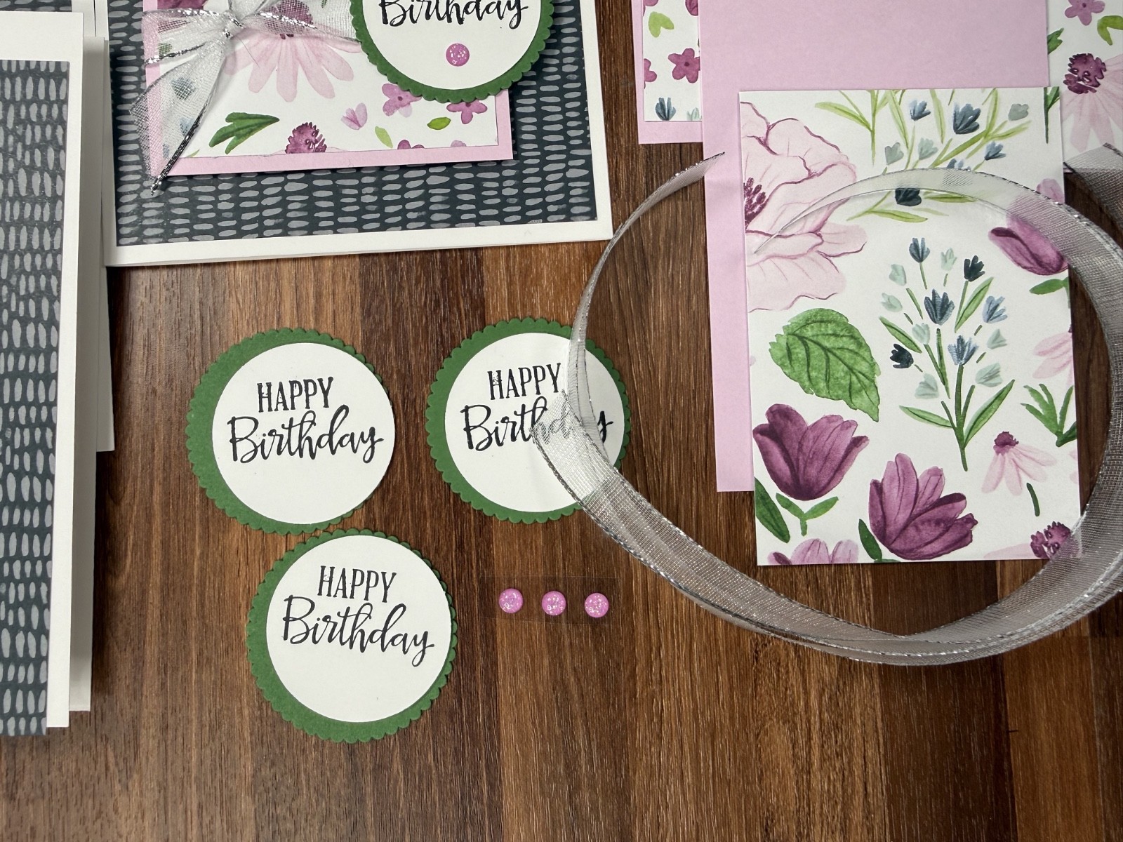 Stampin Up Card Kit Happy Birthday Florals in Bloom DSP - Makes 4 Cards