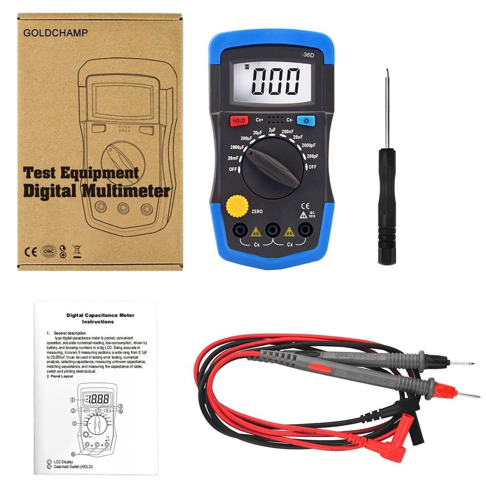 Digital Capacitor Tester 200pF-20mF Multimeter Capacitance Meter Electrical Tool