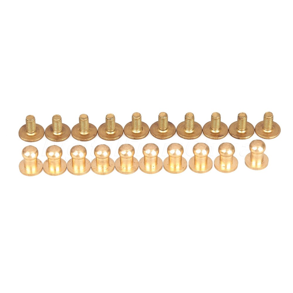 Brass Solid Screw In Button Head Screw Nail Rivets Belt Leather Craft Tool 10pcs