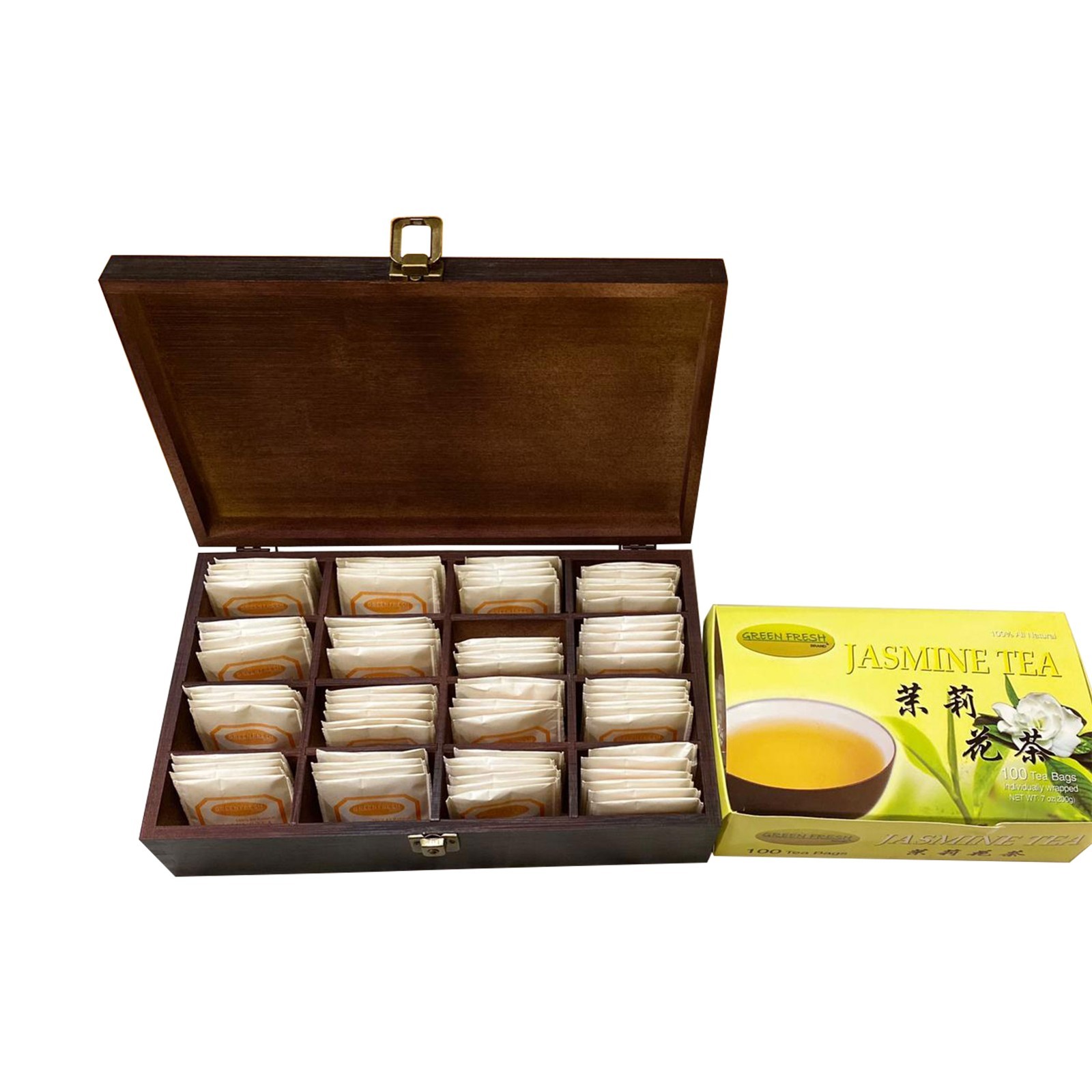 Bamboo Wood Tea Bag Organizer with 16 Slots – Tea Bag Holder and Tea Organizer