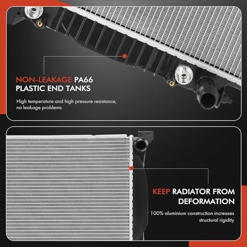 Engine Coolant Radiator Assembly Compatible with Audi S4 2004-2009, Replace#