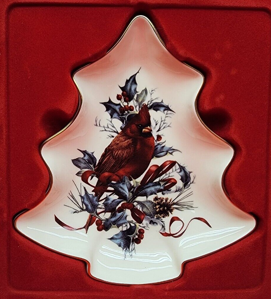 NIB! Winter Greetings Tree Shaped Candy Dish by Lenox