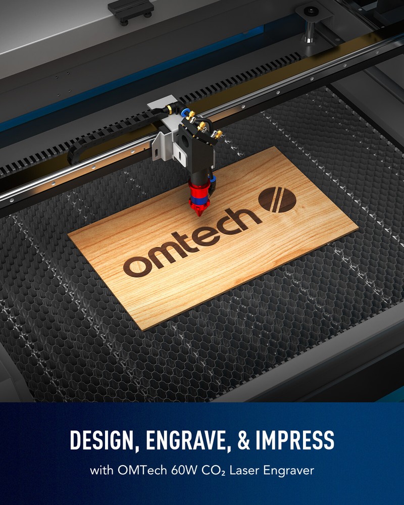 OMTech 60W 20x28in Autofocus CO2 Laser Engraver w/ Basic Choice Accessories Pack