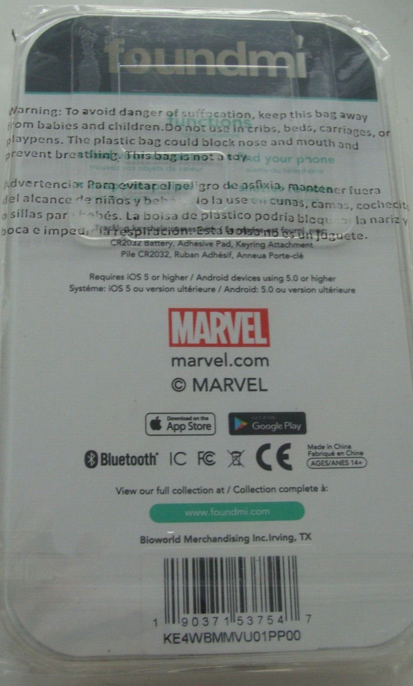 NEW SEALED DC Foundmi Bluetooth Tracking Selfie Remote Keychain Marvel
