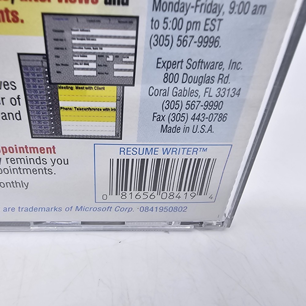 Expert Software Resume Writer CD-ROM PC Windows 95 & 3.1