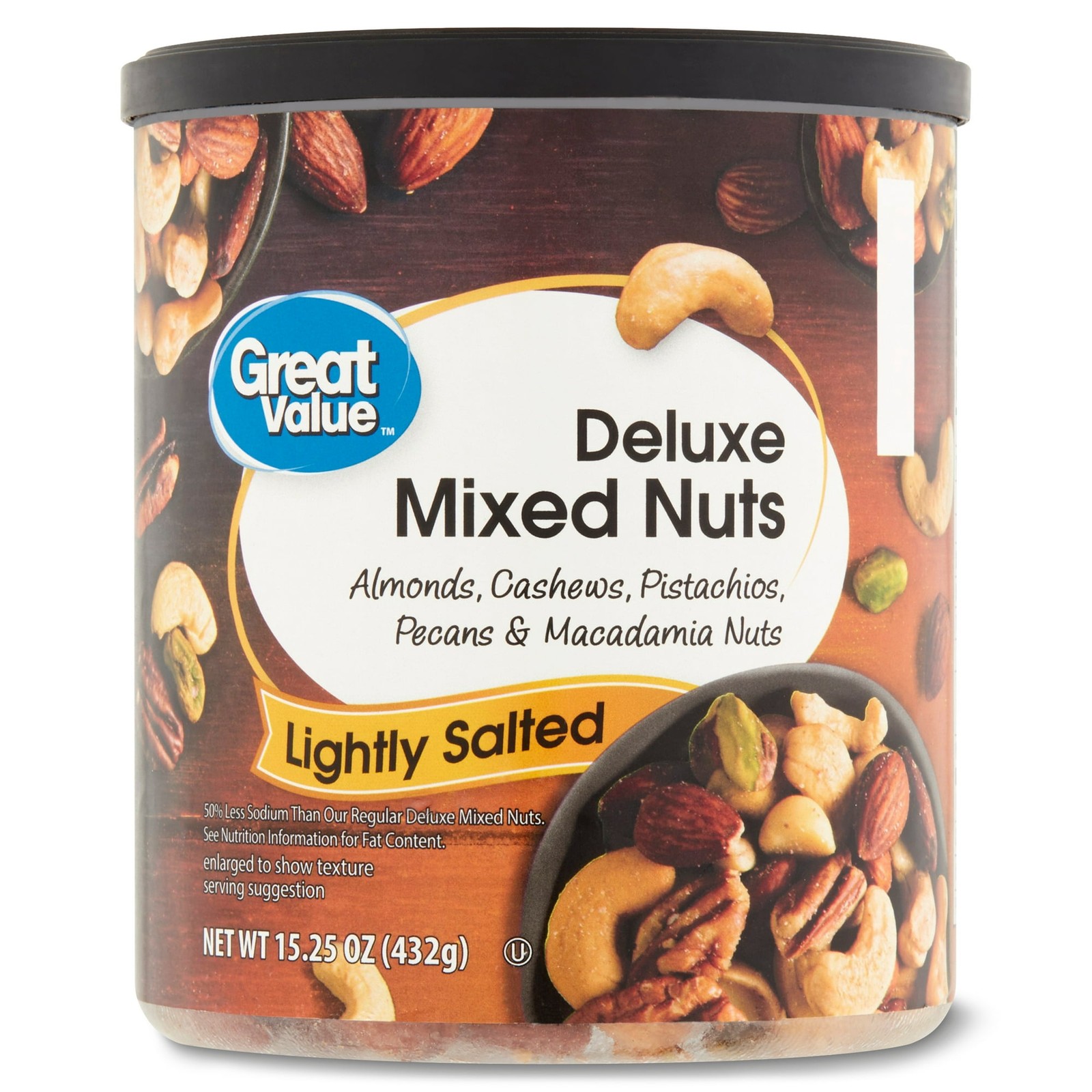 Great Value Lightly Salted, Deluxe Mixed Nuts, 15.25 oz 2 PACK