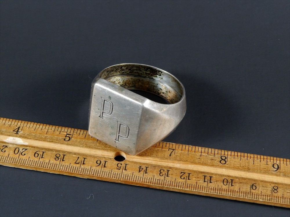Antique German 835 Silver HUGE Ring Possibly A Napkin Ring Monogram PP