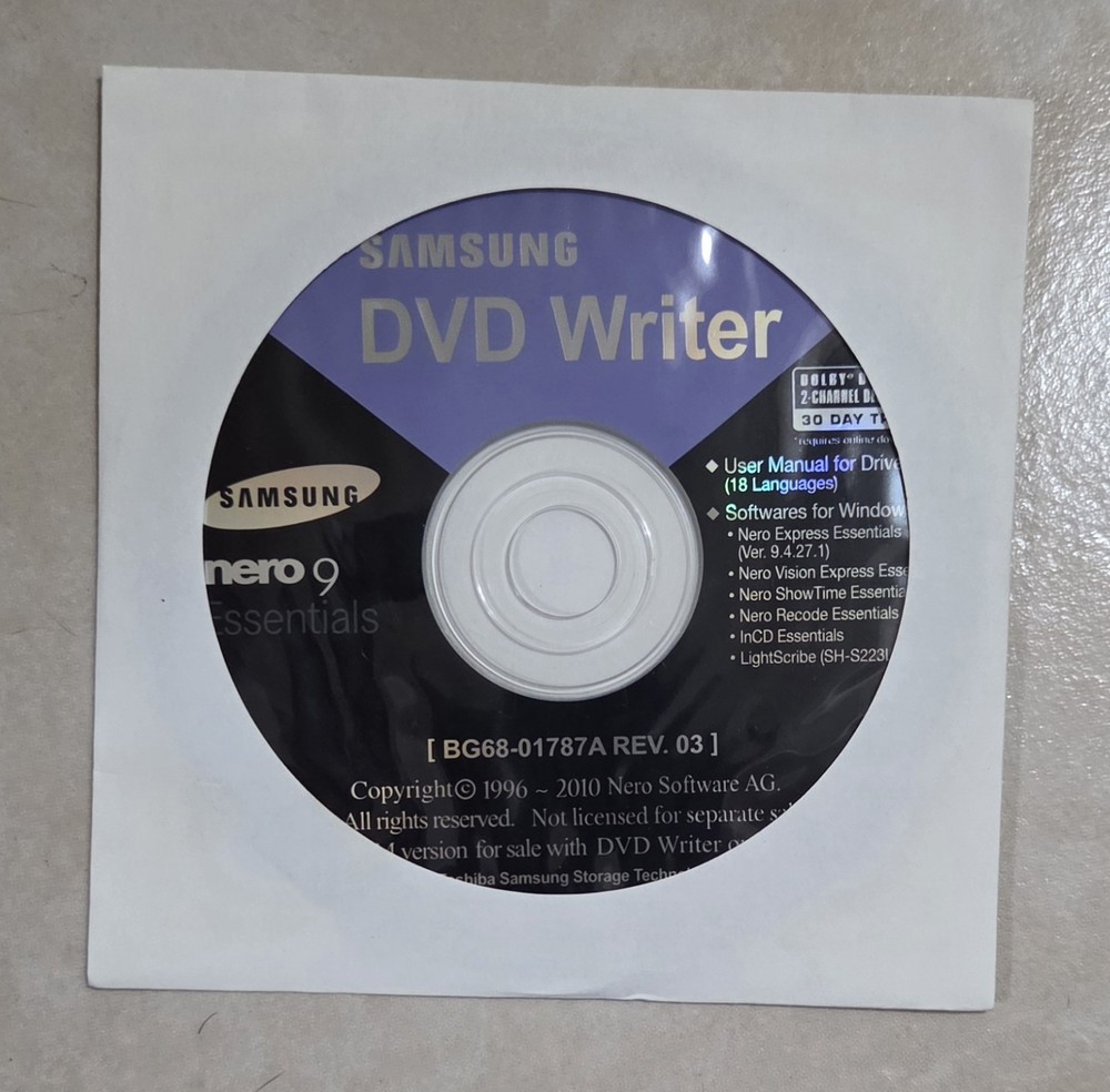 SAMSUNG DVD/CD Nero 9 Essentials CD Writing Burning Tools