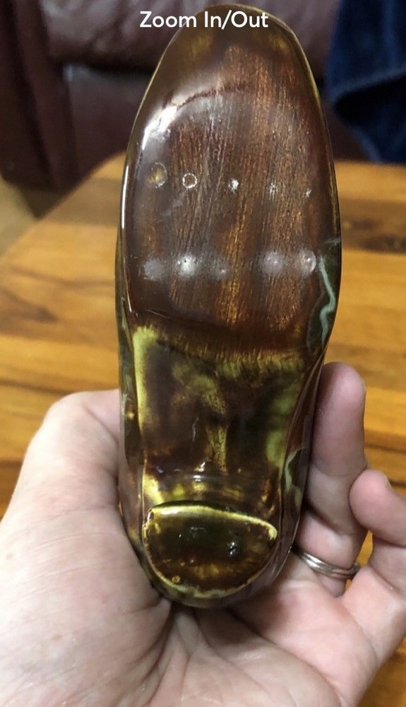 Antique Boot Vase Glazed Pottery Beautiful