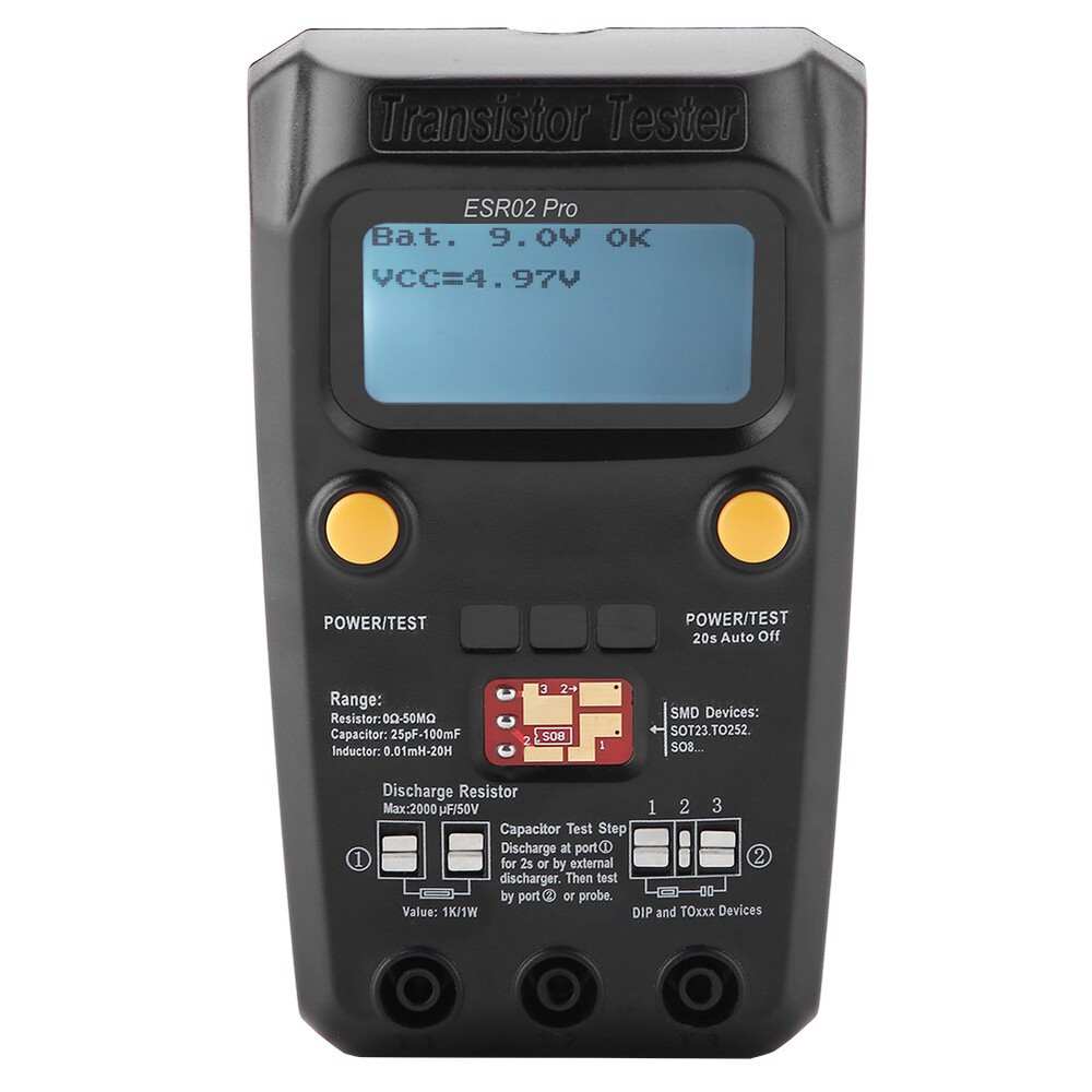 BSIDE ESR02 Pro Digital Transistor Tester SMD Chip Component Inductance Meter