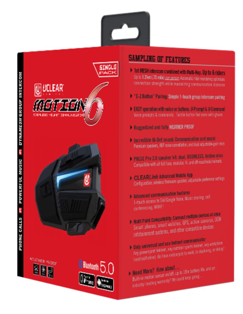 U-Clear Motion 6 Helmet Bluetooth Communication System (180508)
