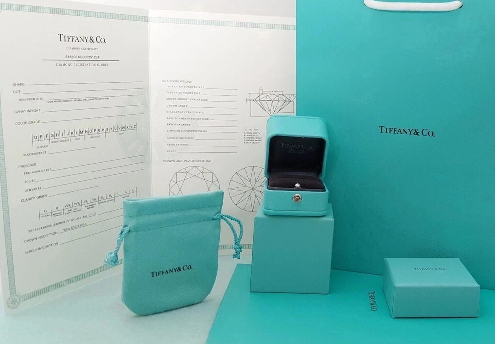 100% Authentic Tiffany & Co Engagement Ring Box + Outer Box+Ribbon