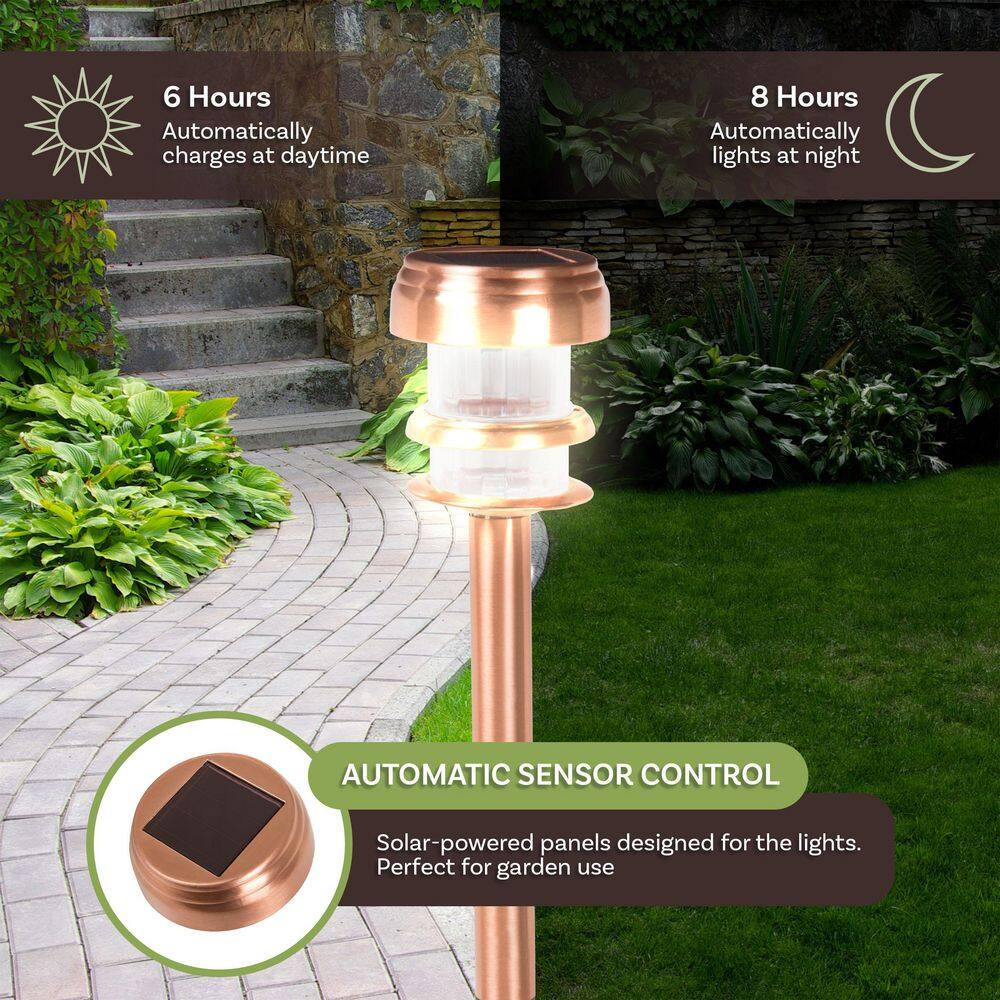 Solar Powered Copper Path LED Lights (4-Pack)