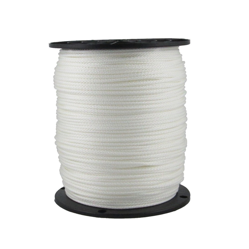 1/8 inch White Dacron Polyester Rope - 1000 Foot Spool | Solid Braid - Indust...