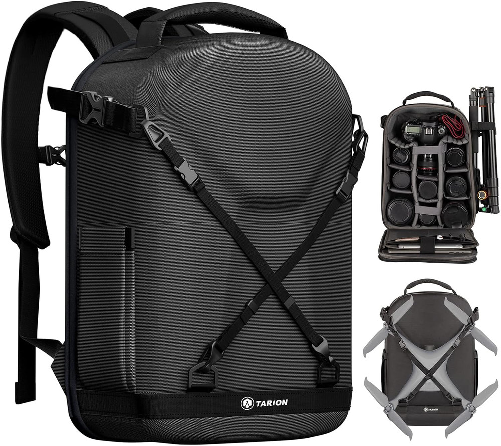 Hardshell Camera Backpack Bag - 3-Side Hard Case Professional Camera Bag with 14