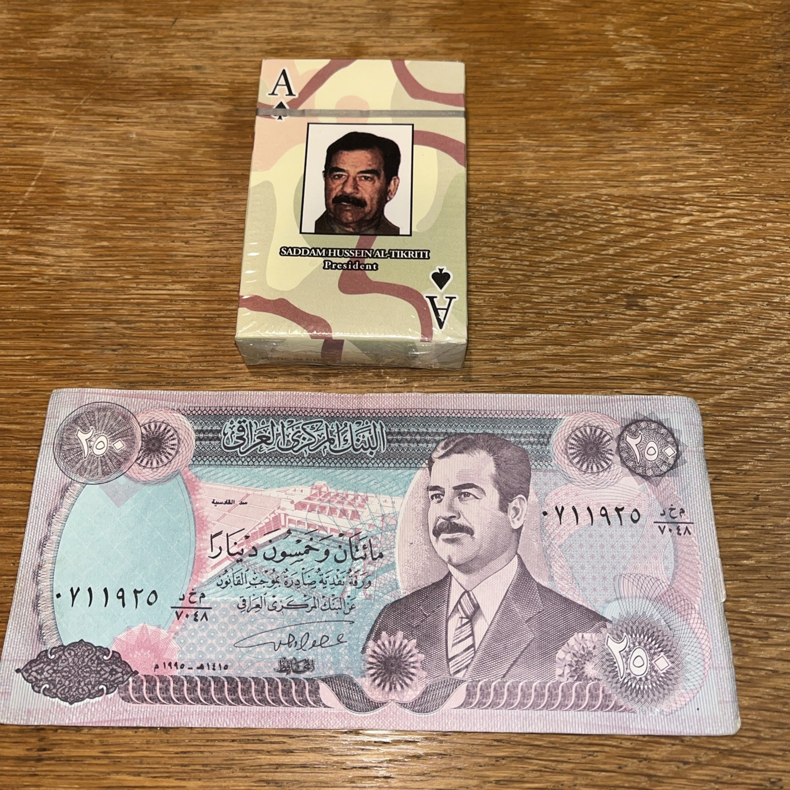 Desert Storm Saddam Hussein Cards & 250 Dinars Script Fr Collection Lot 6A