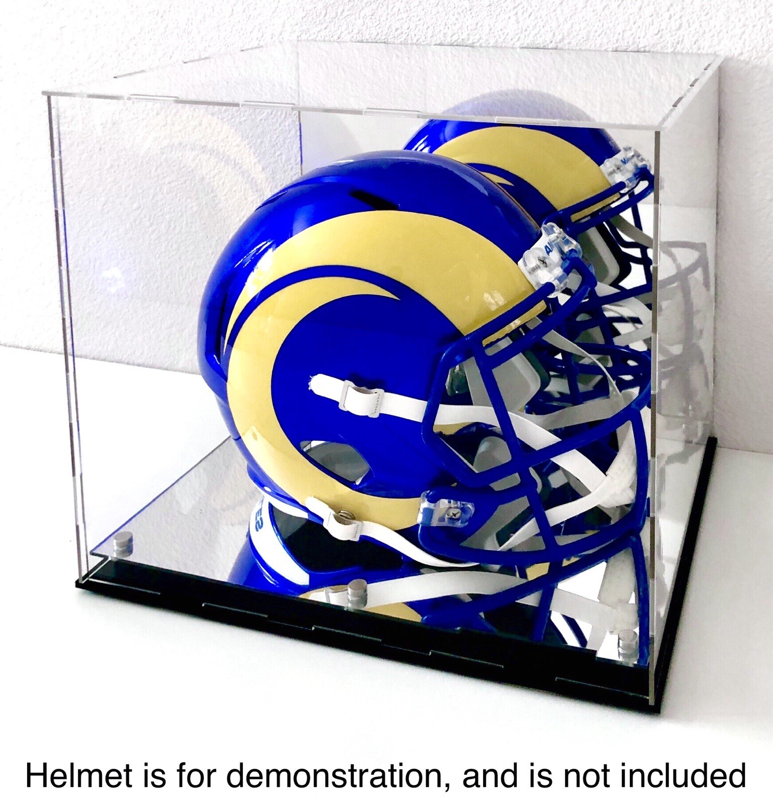 Full Size Acrylic Football Helmet Display Case with Back Mirror & Mirror Base
