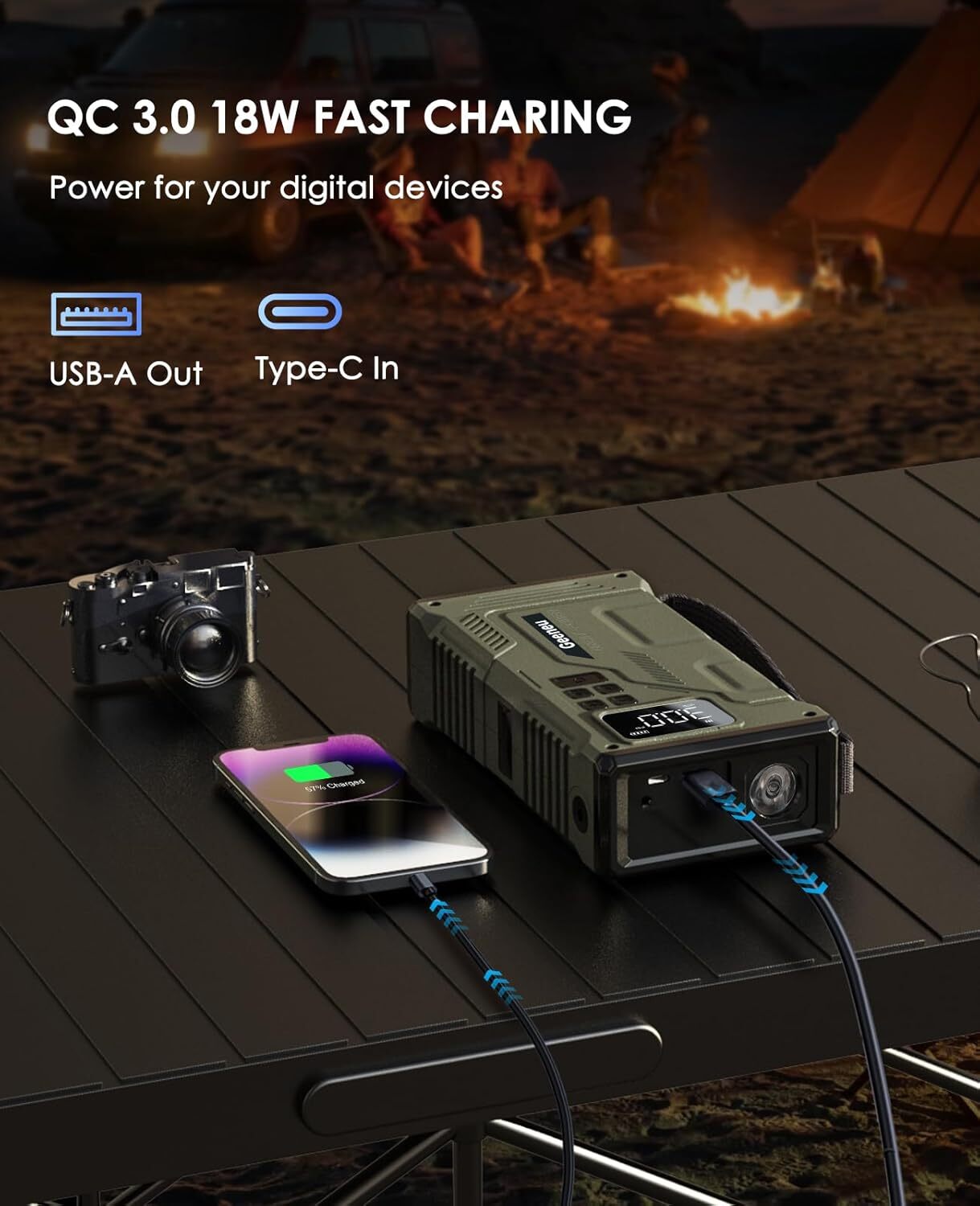 Jump Starter with Air Compressor, Portable 6000A Car Battery Jumper Starter 12V