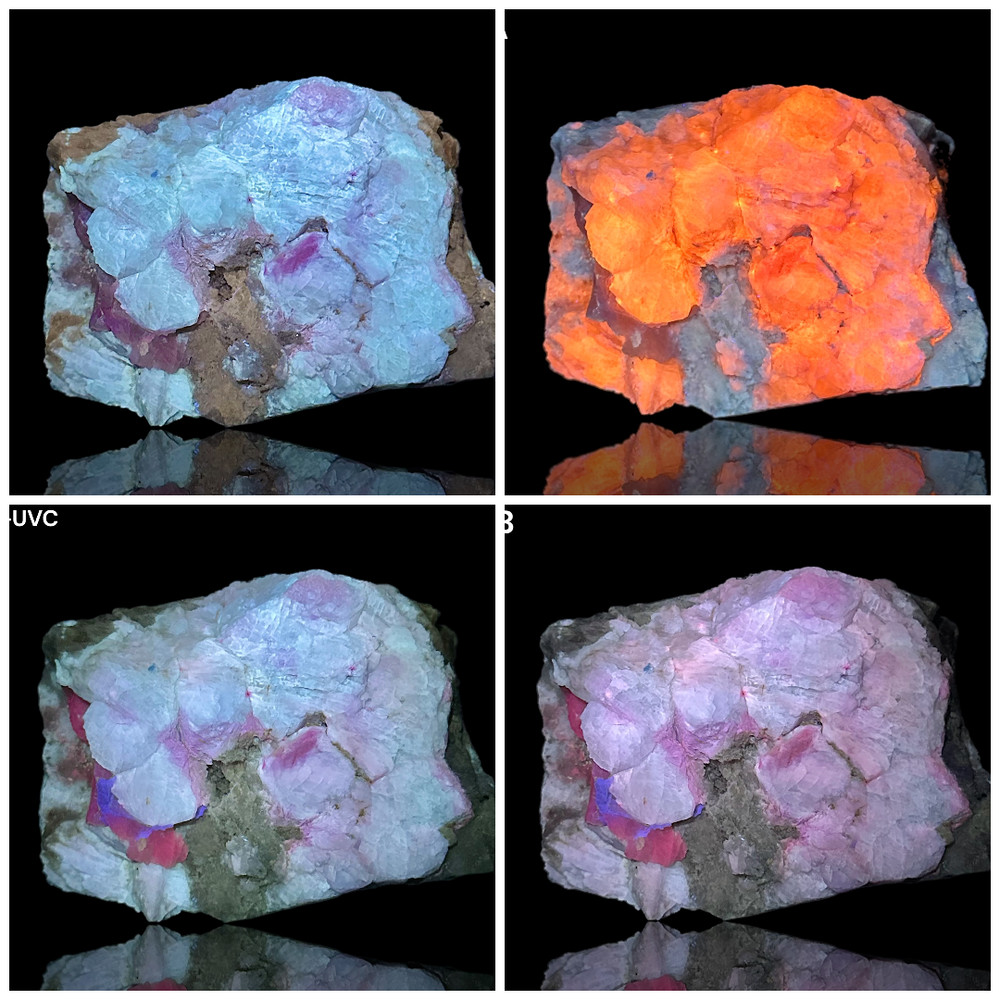349 Gr. Fluorescent Phosphorescent Tenebrescnet Hackmanite Crystals On Matrix