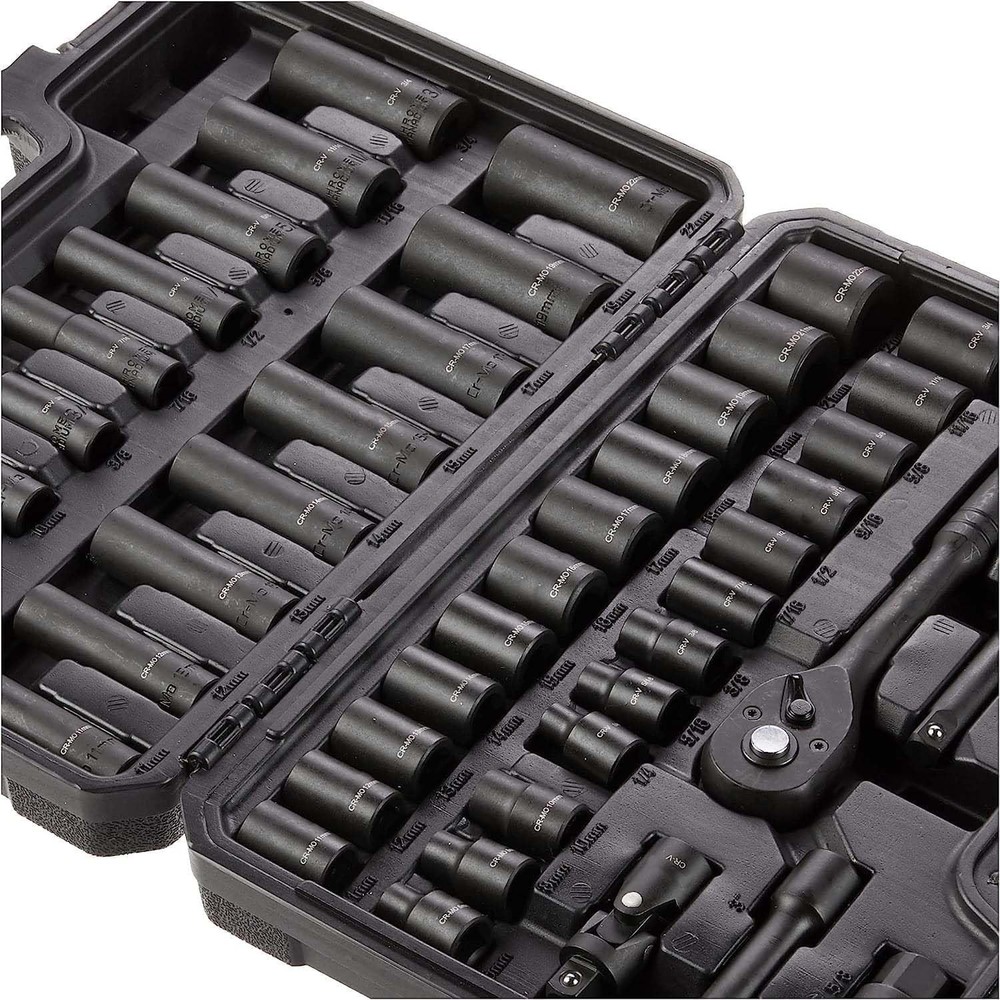 Amazon Basics 46-Piece 3/8-Inch Drive Shallow & Deep Socket Set