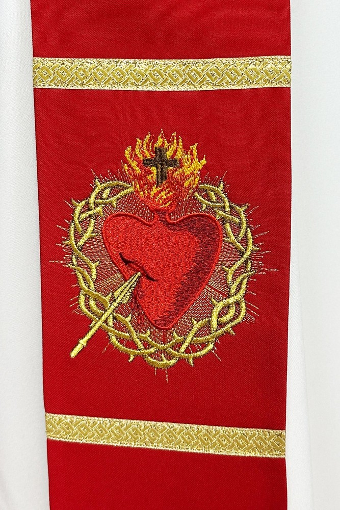 DEACON stole, plain red , liturgical embroidery