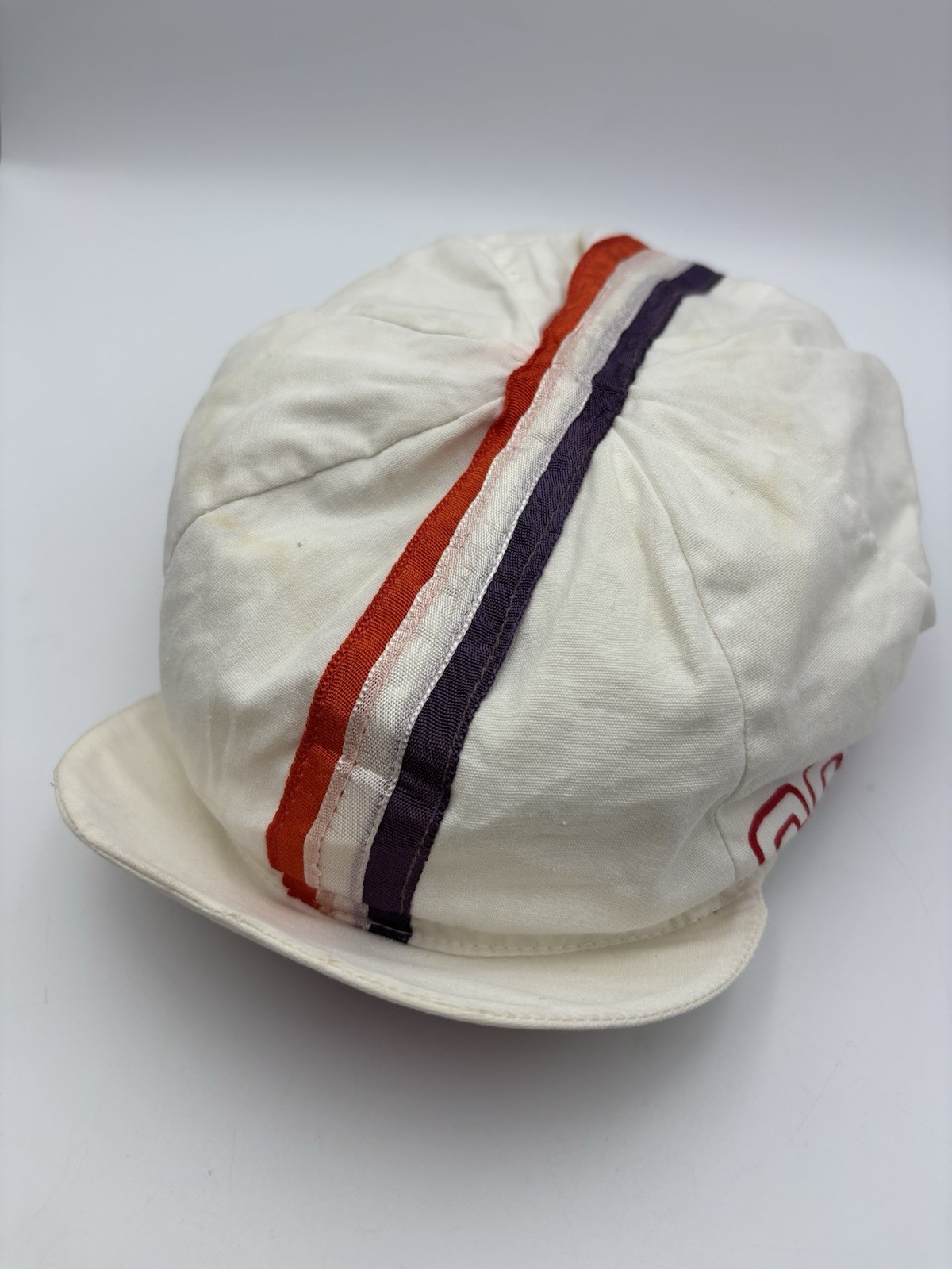 Vintage Schwinn Hat Cap Purple Red & White Stripes Bike Cycling Hat 70's 80's