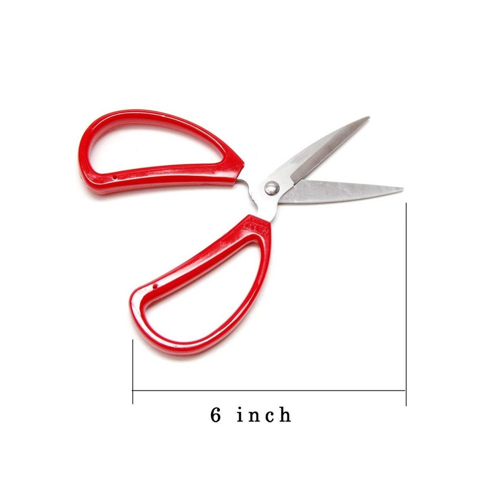 Hometeq 6" Scissors Multi-Purpose Stainless Steel Sharp Scissors with Red Han...