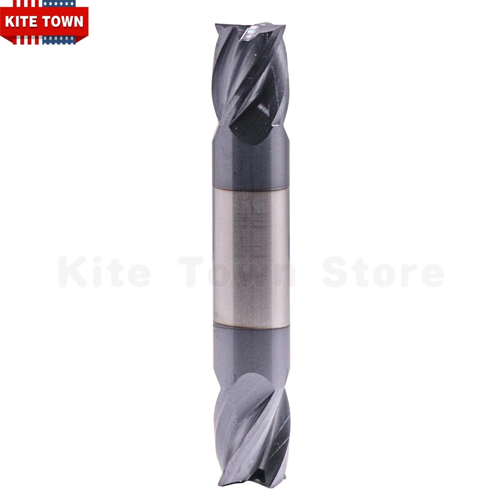 5Pcs 4 Flute 1/2" x 5/8" x 3" Double End Solid Carbide End Mills - AlTiN Coated