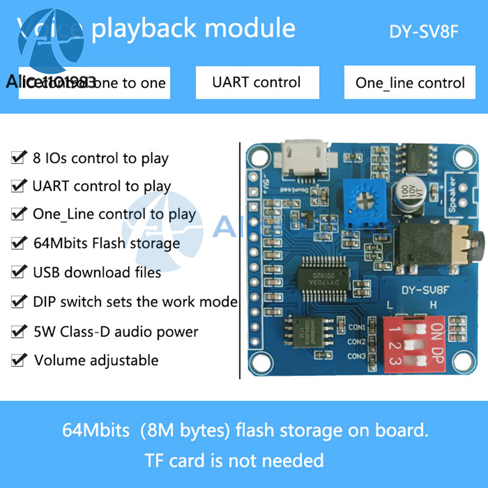 MP3 Voice DY-SV8F Player Module Playback 8Mbits Flash Storage Board for Arduino