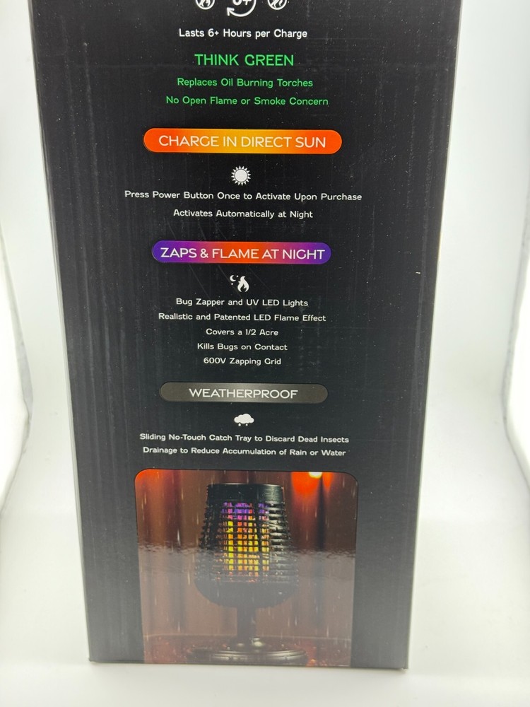 Insect Killer Torch, Solar Power Bug Zapper With Led Flame Effect New