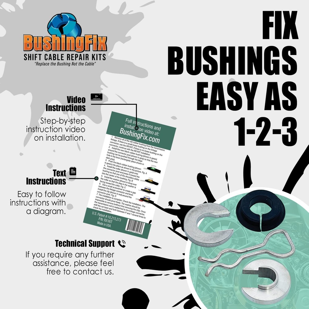 BushingFix RX1Kit Transmission Shift Linkage Repair Kit, Automatic Transmissi...