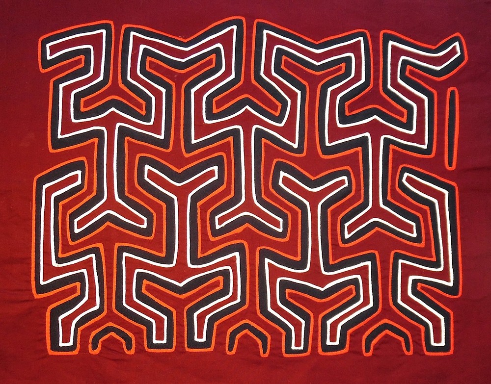 Nice Archetypal interlocking abstract pattern Kuna GUNA MOLA [Boston Primitive]