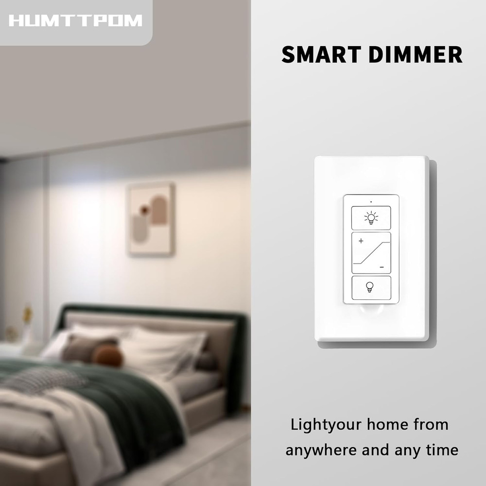 Light Switch, 2.4G&5G Dimmer Switch, Single Pole Smart Switch Compatible with Al