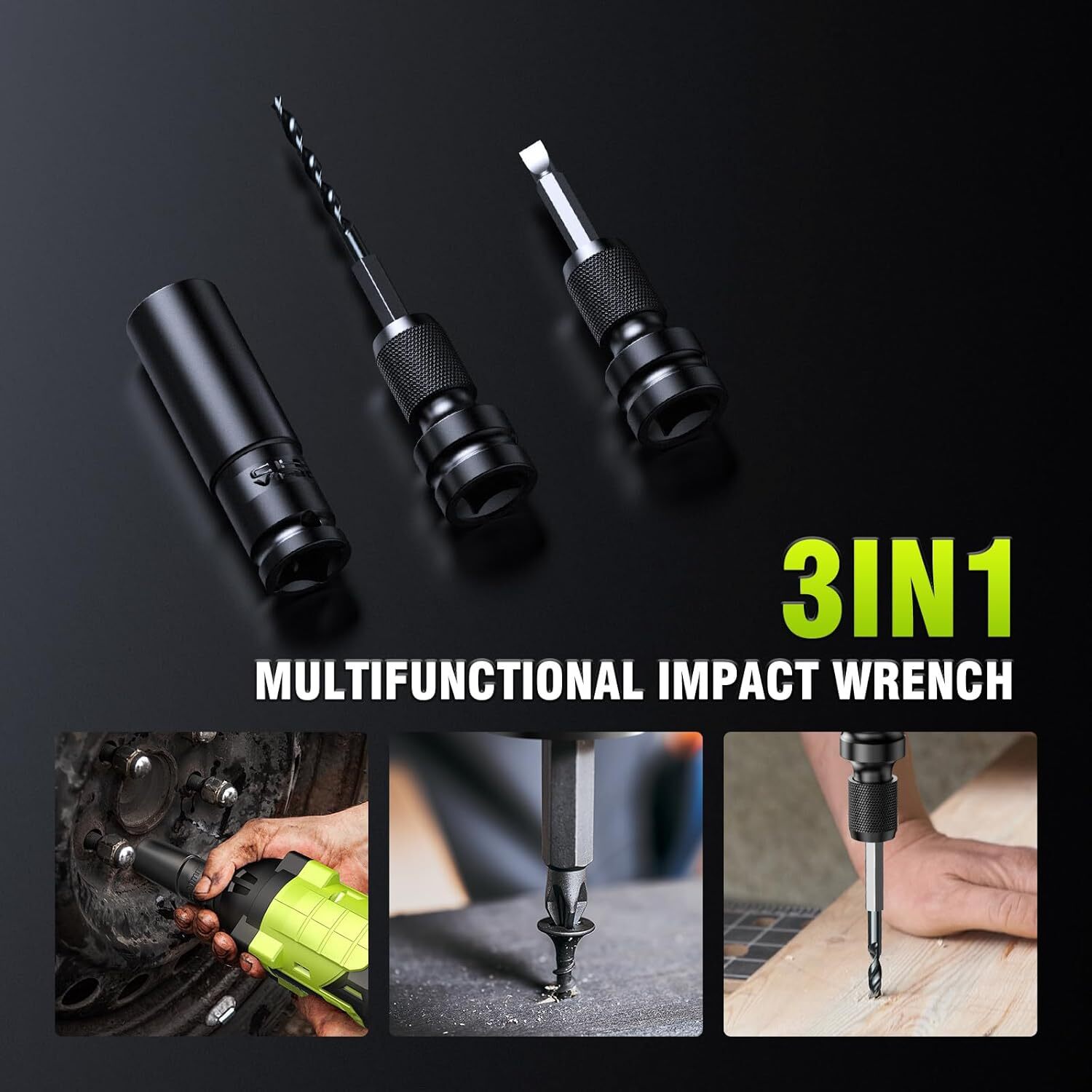 High Torque 406ft-lbs Impact Wrench -2800RPM Max 2x4.0Ah Fast-Charging Batteries