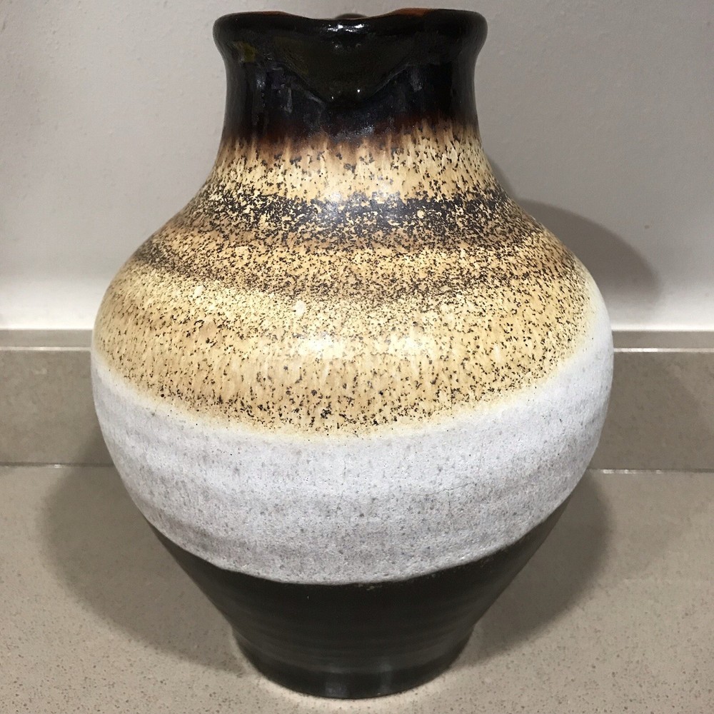 Vintage Two Tone Brown Rustic Ceramic Pitcher Made In Germany