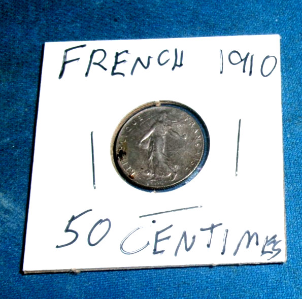 1910 FRANCE 50 CENTIMES, SILVER -