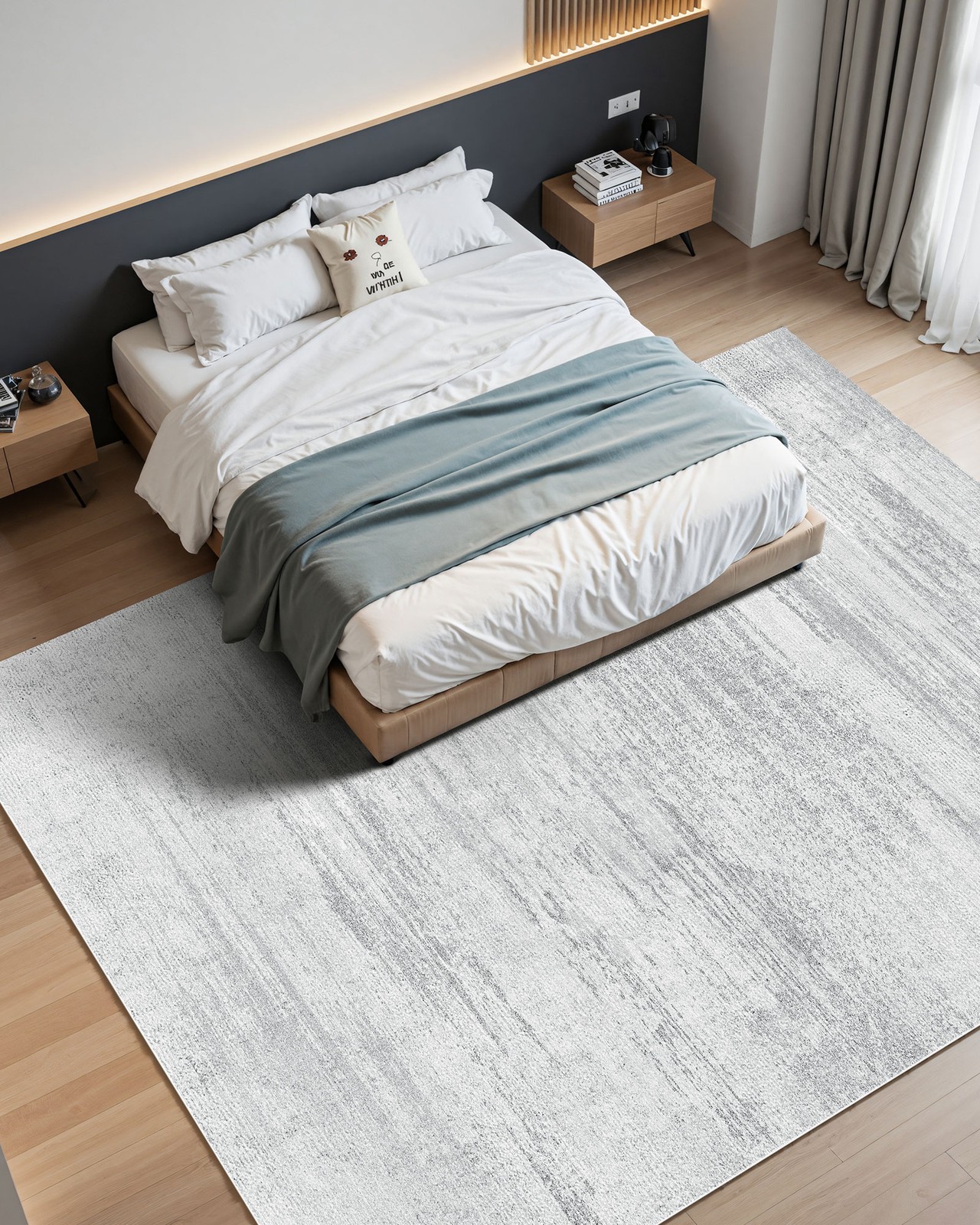 Large Area Rug 10 x 14 ft Anti-Skid Floor Mat Indoor Carpet Washable Modern Gray