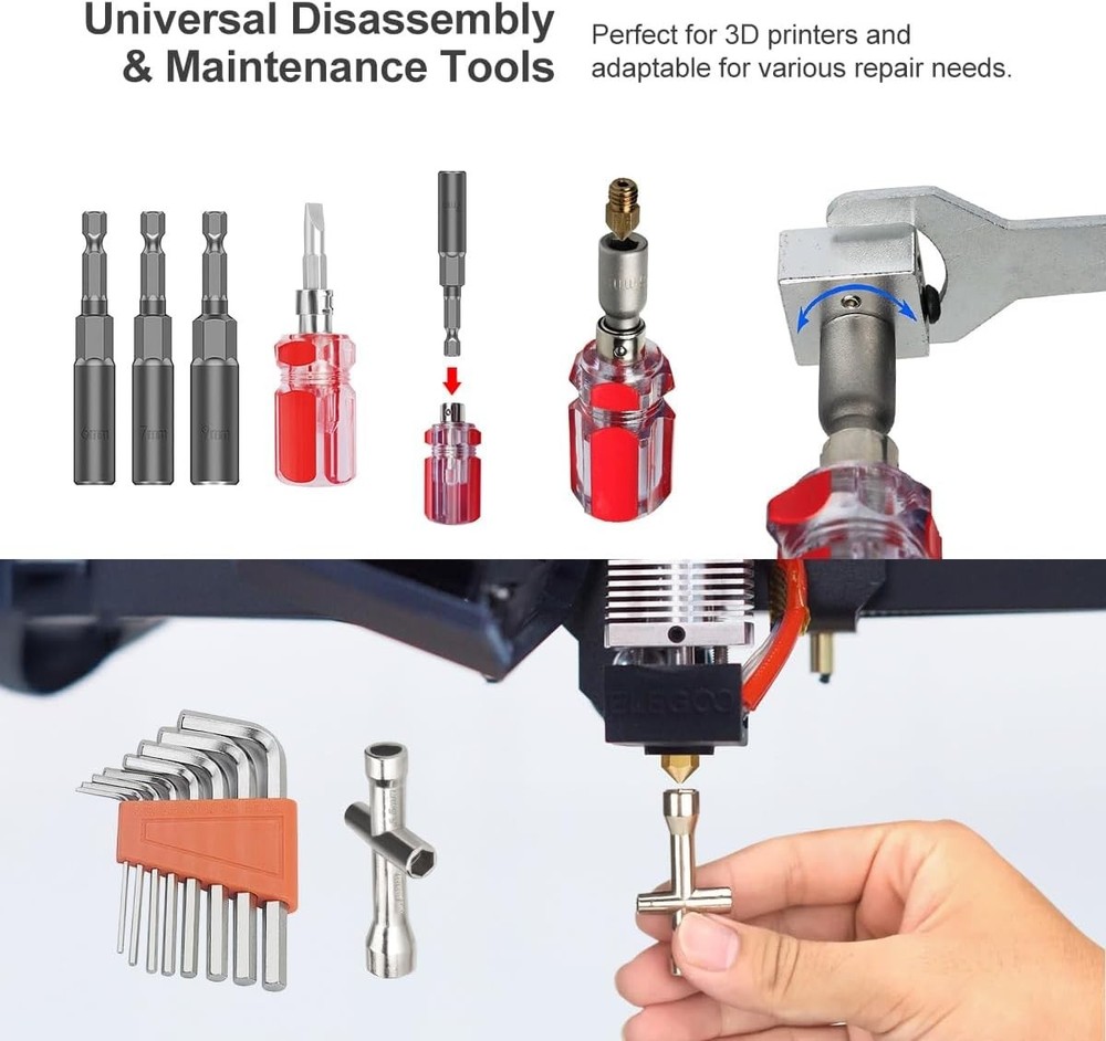 3D Printer Tool Kit with Case Deburring Nozzle Cleaning Cutter Wrench Set