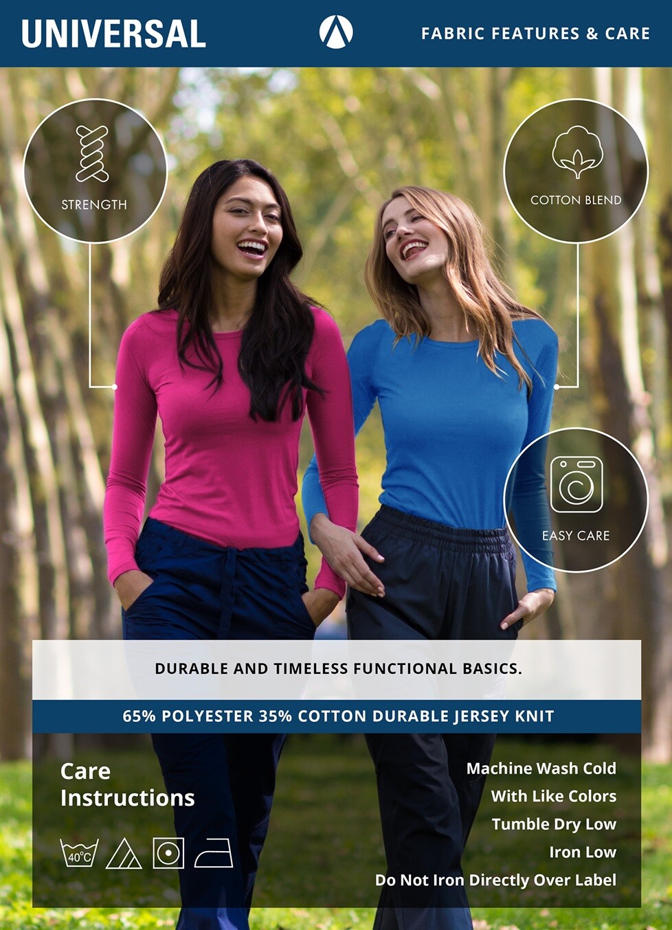 Adar 2 Pack Women's Comfort Long Sleeve T-Shirt/Underscrub Tee