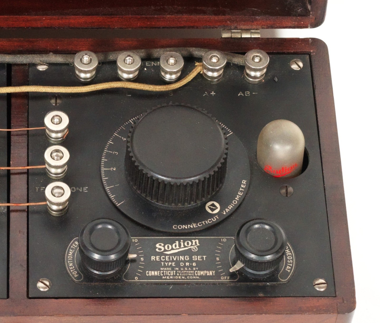 Near Mint 1923 Sodion DR-6 Radio w/Amps, Antenna, Rainbow Tubes & S-13 * Works