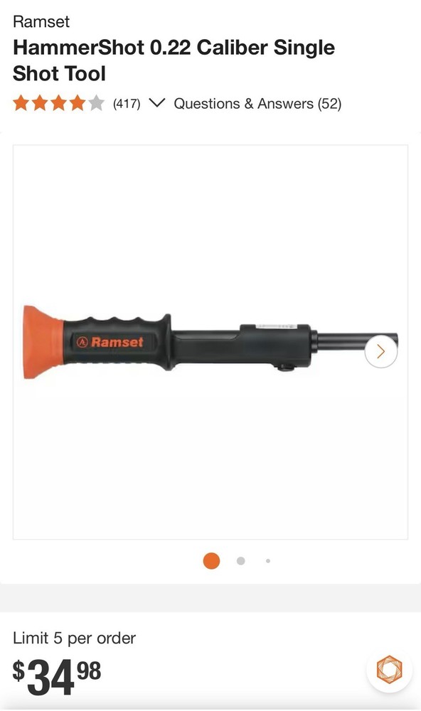 Ramset HammerShot 0.22 Caliber Single Shot Tool