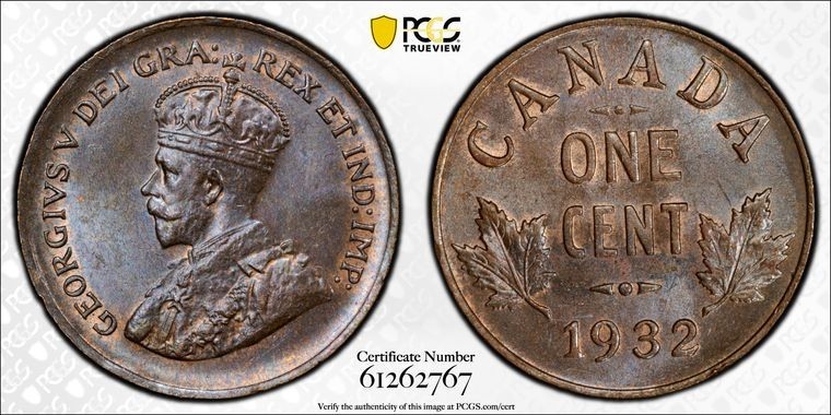 1932 Canada Small Cent PCGS MS64BN Lot#G1173 Choice UNC!