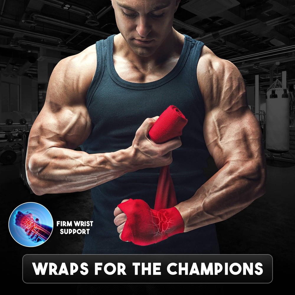 Hand Wraps 4.5M, Thumb Loop, Cotton Nylon Blend, Training, Black