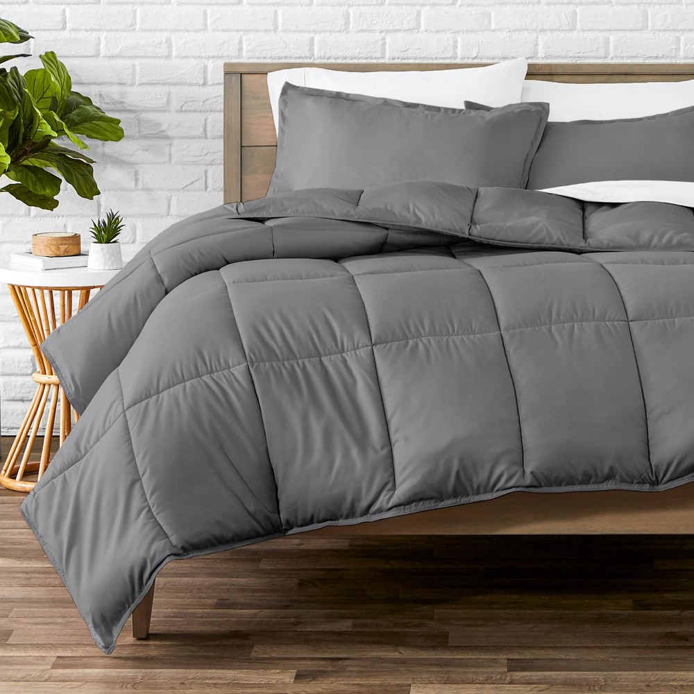 Grey Comforter Set Full Size Down Alternative All Season