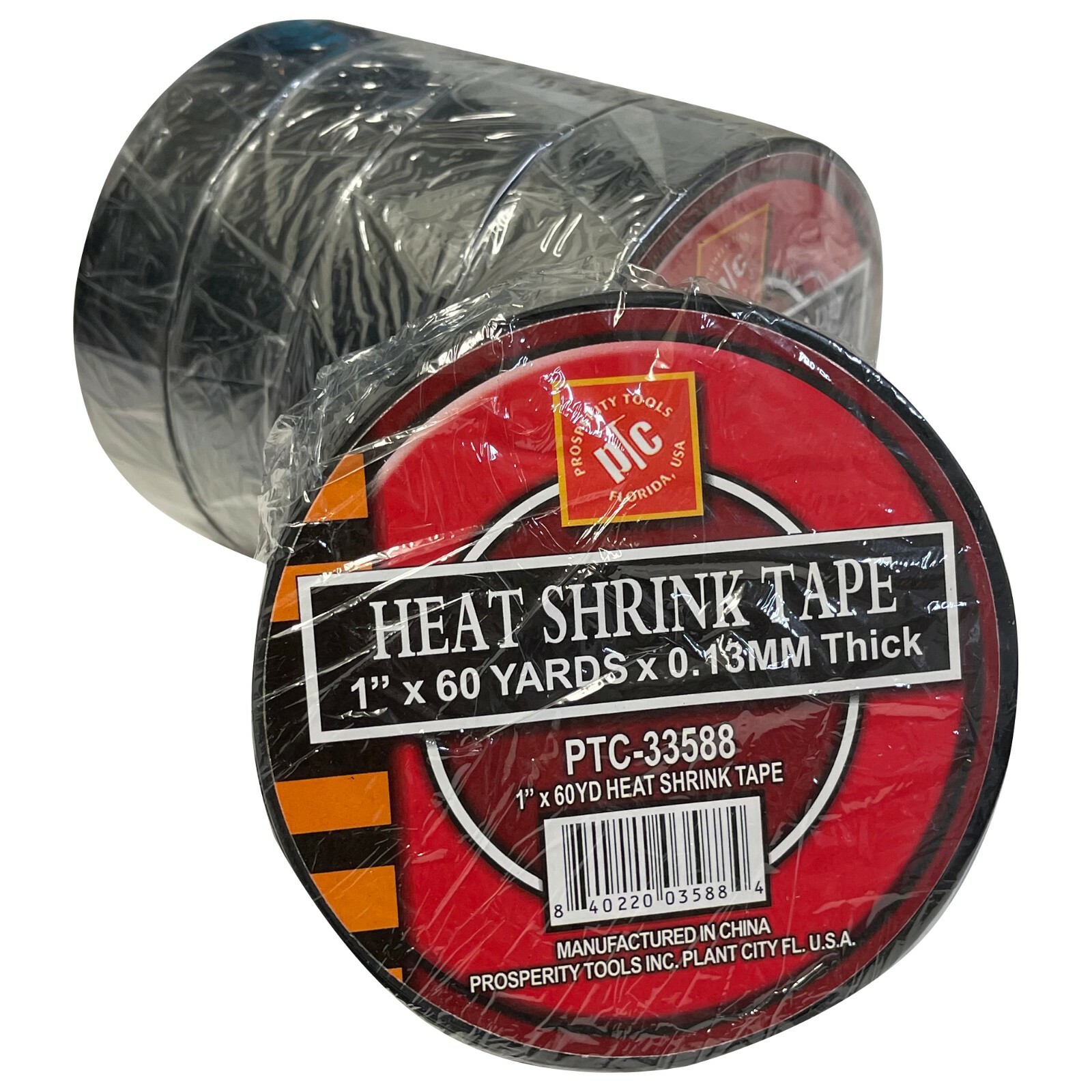 Black Heat Shrink Tape 1" x 180' (60 Yards) x .13 MM - Choose 1 Roll or 5 Sleeve
