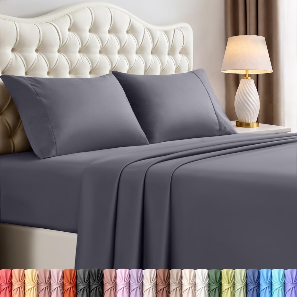 Utopia Bedding Queen Size Sheet Set – 4 Piece Bed Sheets, Soft Queen, Grey
