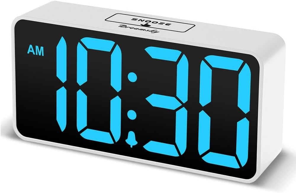 Sleek Digital Bedside Alarm Clock with Nightlight & Power Backup Features